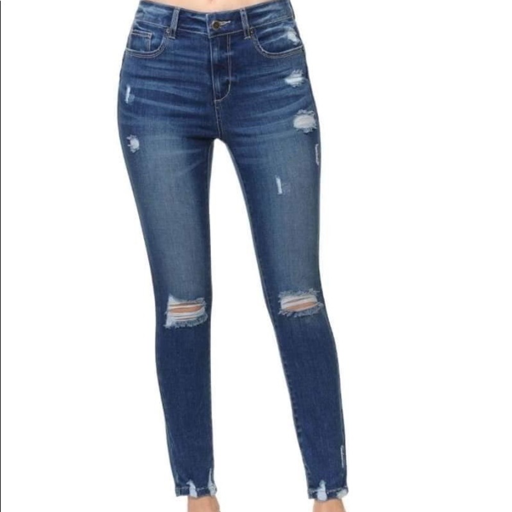 Distressed denim.
